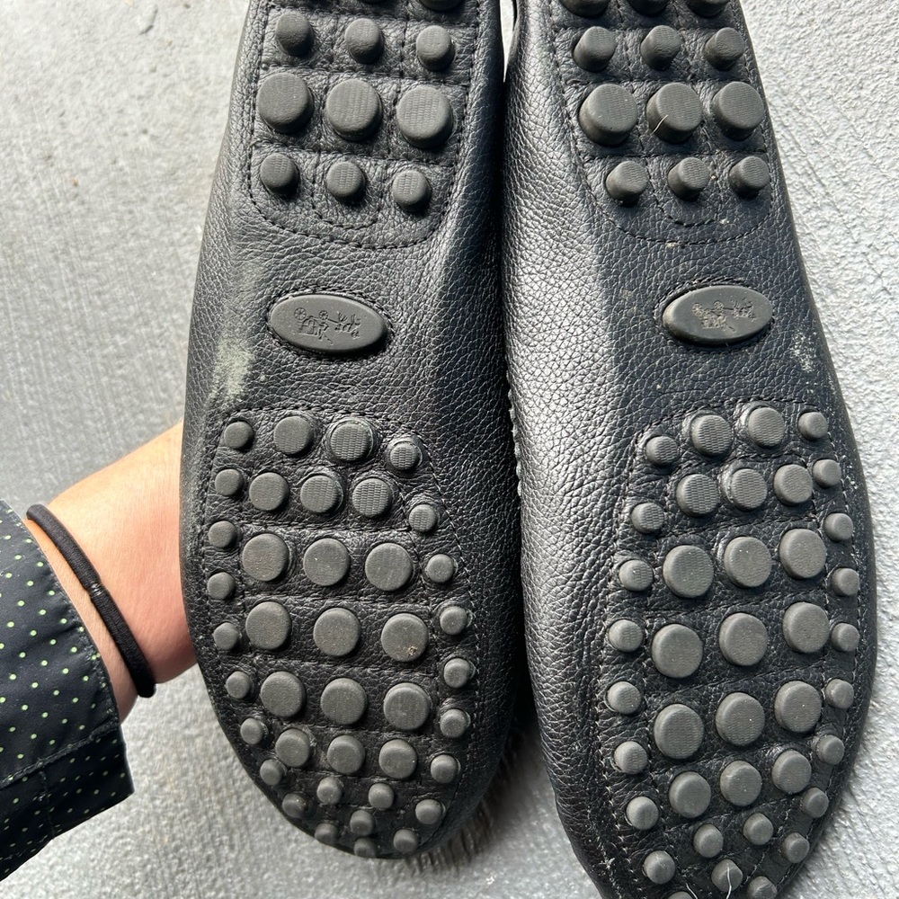 Coach Black Pebbled Leather Tassel Moccasins - Picture 4 of 10